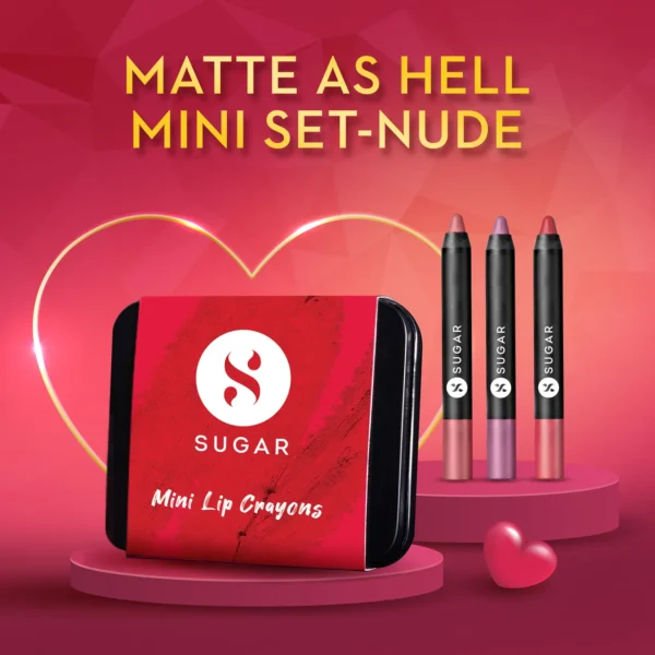 SUGAR Cosmetics Matte As Hell Mini Sets - Nude (Pack of 3)
