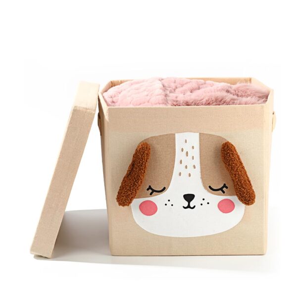 House of Quirk Non-Woven Storage Bins With Lid, Foldable Clothing Storage Box Case With Handle For Toy, Books, Closet, Bedroom, Home (Beige Puppy)
