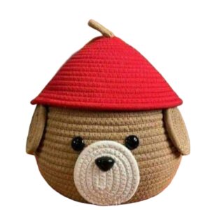 Multi-Purpose Cute Jute Basket with Lid Storage Baskets for Bathroom Living Room & Kitchen Organiser